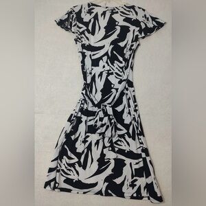 Ann Taylor Black and White Midi wrap Dress